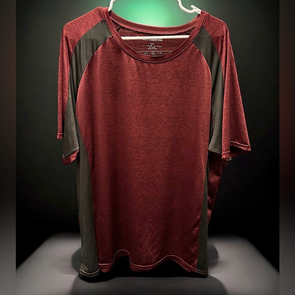 Real Essentials Maroon and Charcoal Short Sleeve Tee 2XL